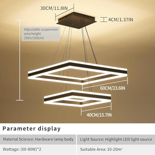 Square Rectangular Chandelier for Living Room