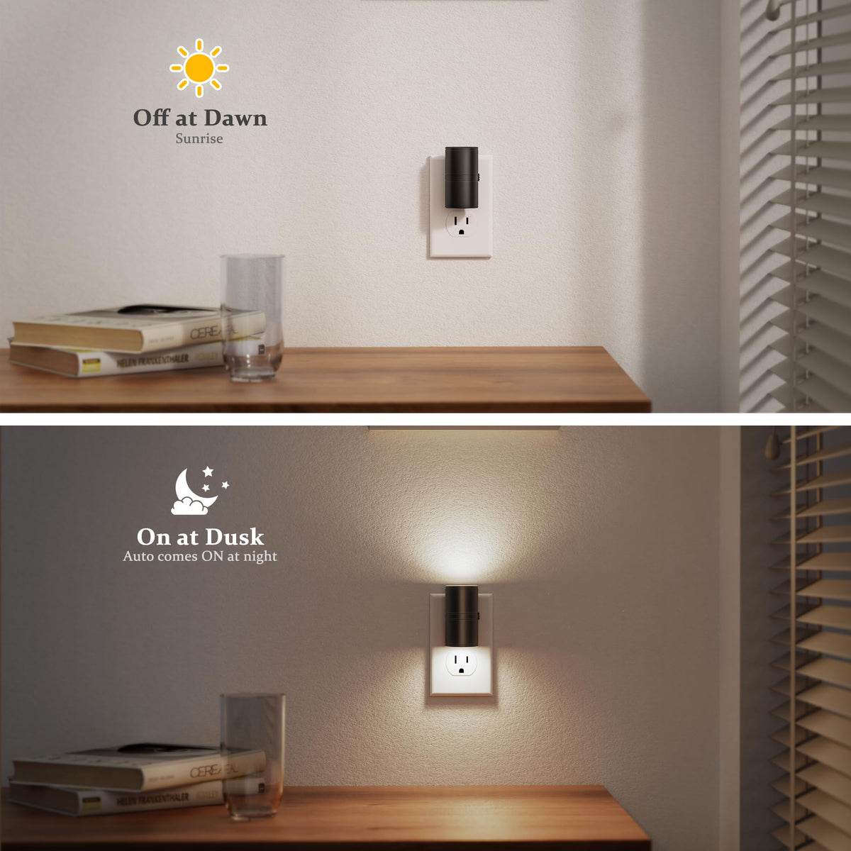 Night Lights Plug into Wall (Black)