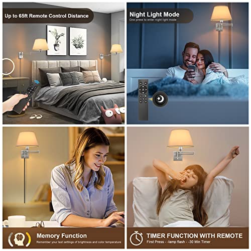 Dimmable Wall Sconce with Remote Control (White-Remote / Large)