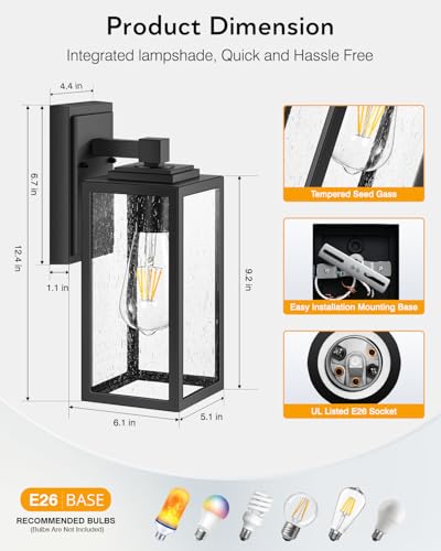 Black Outdoor Wall Lights (Black / No Sensor 1 PACK)