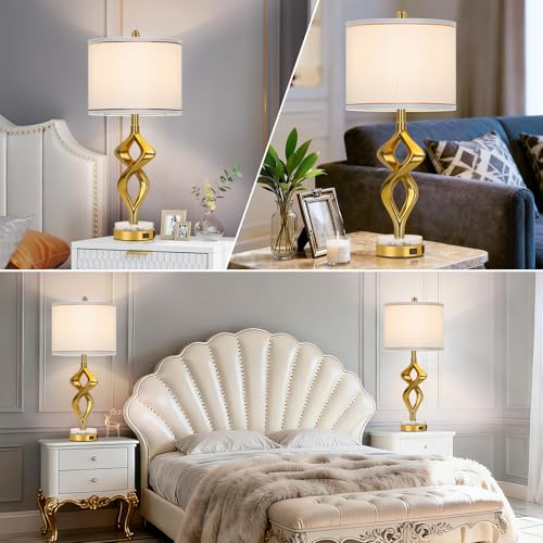 28.5"Sculptural Living Room Table Lamps Set of 2 (White)