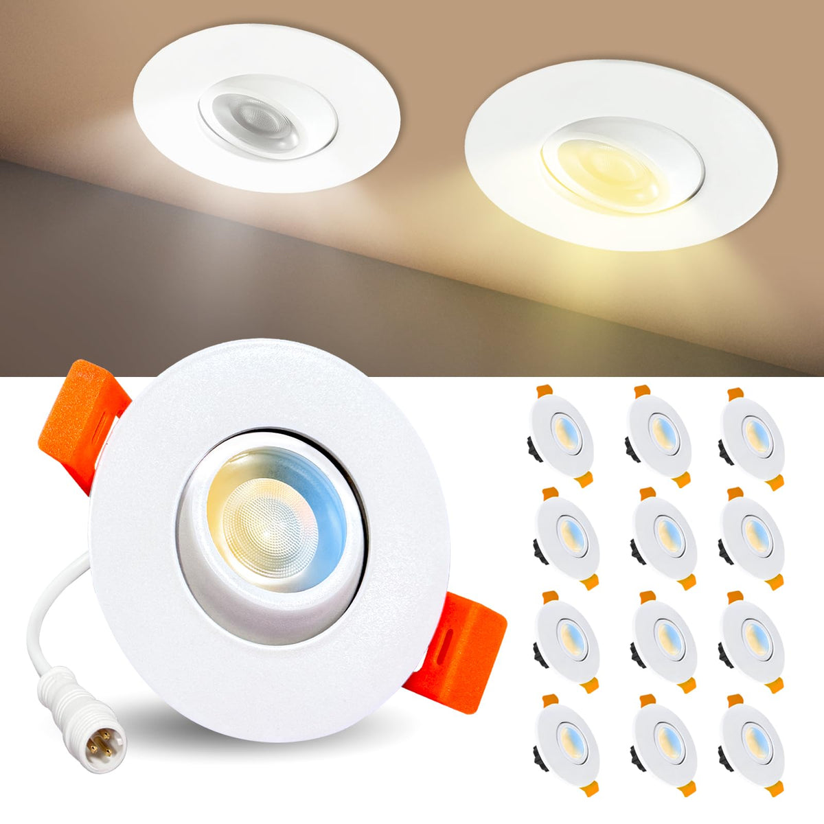2 inch 5CCT Gimbal Led Recessed Lights (White 5CCT / 2inch 12pack)