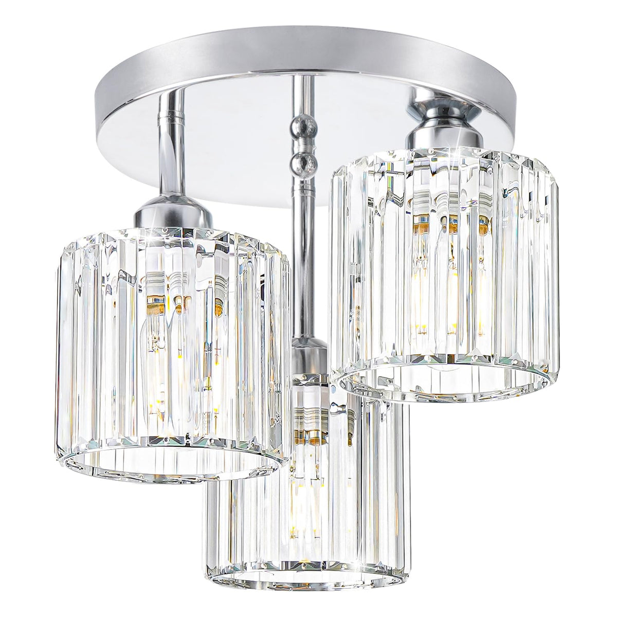 Crystal Ceiling Light Fixture (3 lights / Chrome)