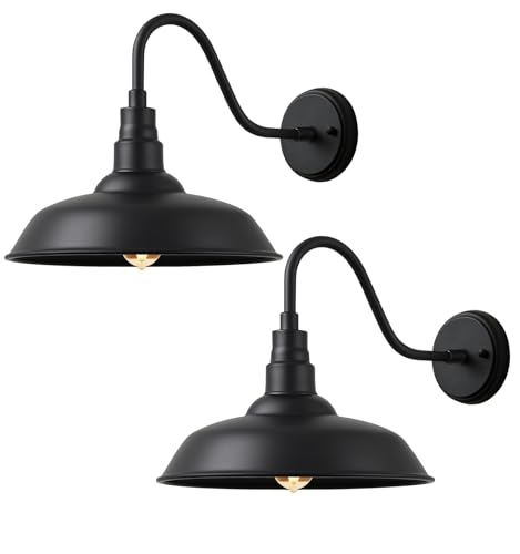 14" Outdoor Barn Gooseneck Lights (14 Dome - 2 Pack)