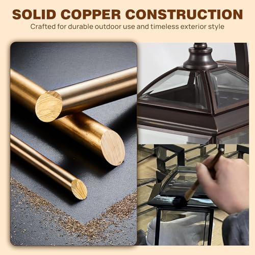 Solid Copper Dusk to Dawn Outdoor Wall Lantern (Bronze / 20''H)