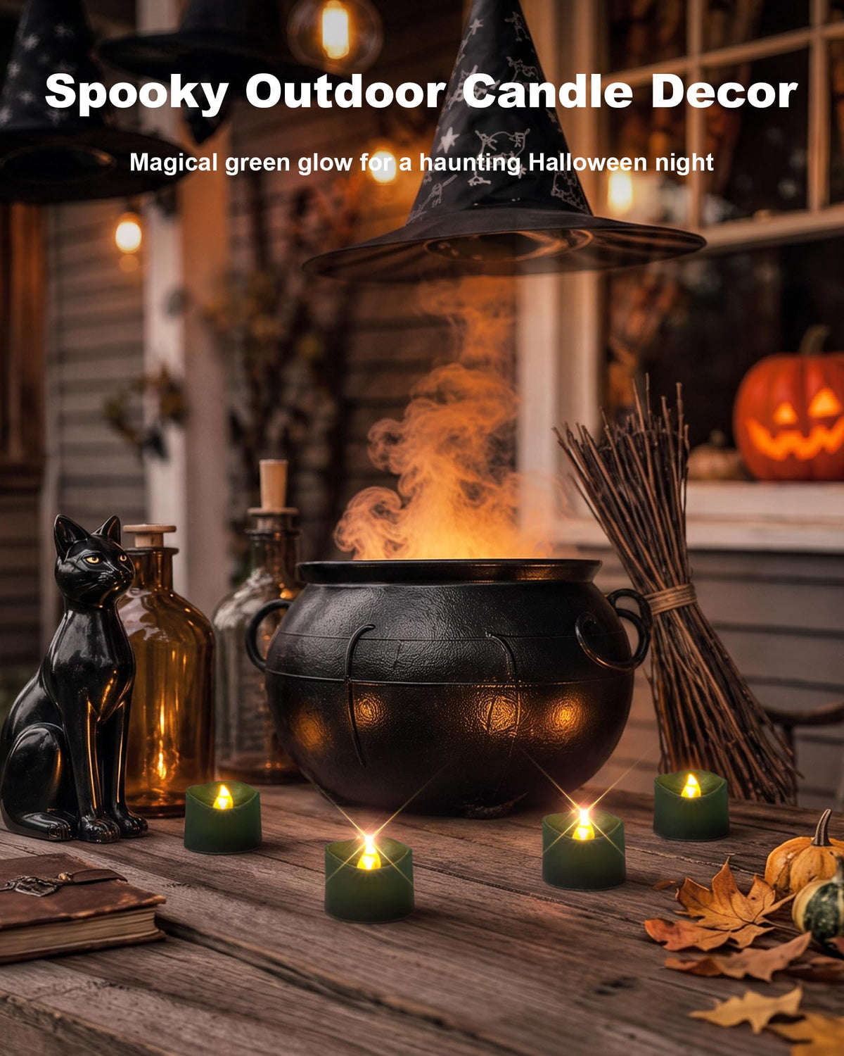 Green Flameless Battery Tea Light Candles - 24 Pack