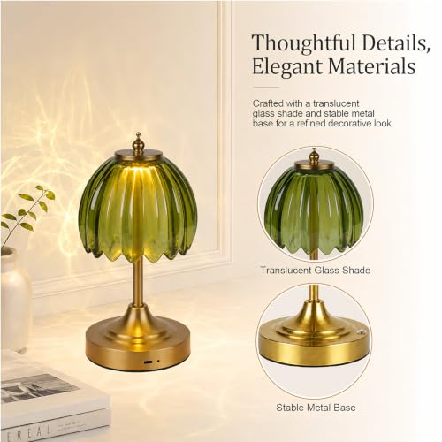 Upgrade Mini Tulip Cordless Table Lamp (Amber Green)
