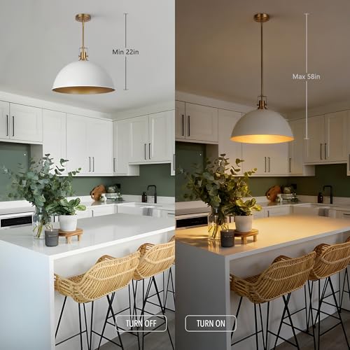 17.7 in Large Dome Pendant Light (White and Gold / 17.7 Inch)