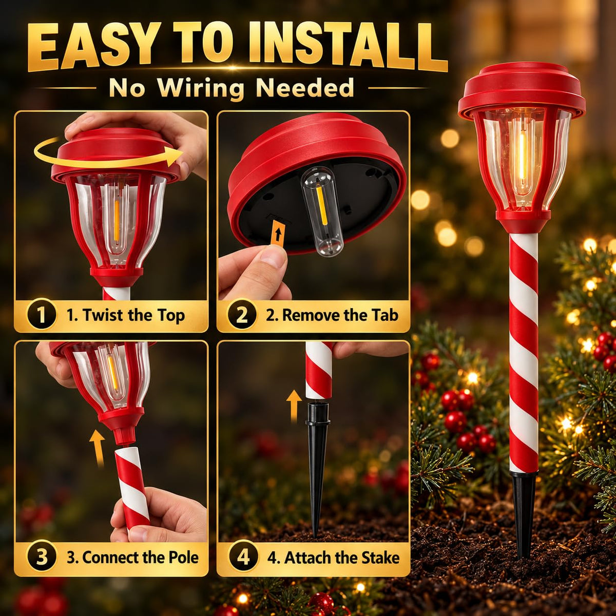 12 Pack Solar Lights Outdoor (12 Pack - Christmas)