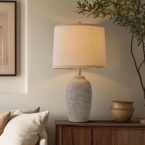 Modern Ceramic Table Lamp Set of 2 Farmhouse Boho Bedside Lamp