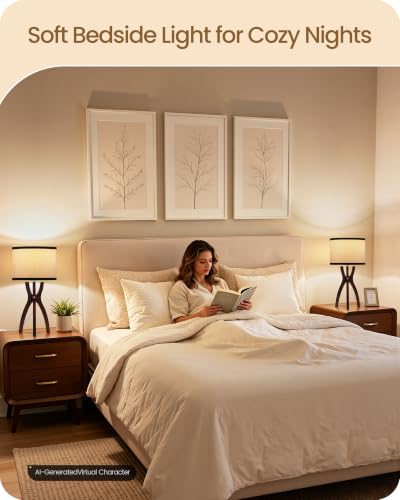 Bedside Lamps Set of 2 (Sisal + Dark Walnut)