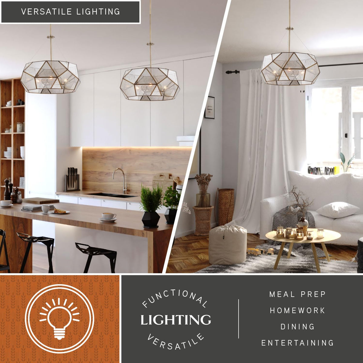 Euclid 3 Light Aged Brass Mid (Aged Brass / Med Pendant)