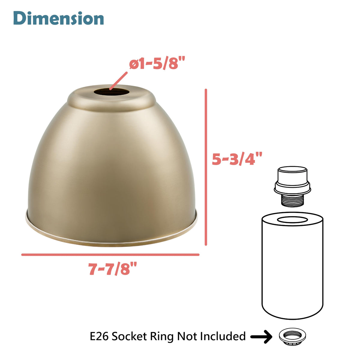 21601-41,Replacement Metal Shade for Pendant Light,Light Bronze,7-7/8"W x 5-3/4"H,Center Hole 1-5/8" (Light Bronze with Gold inside)