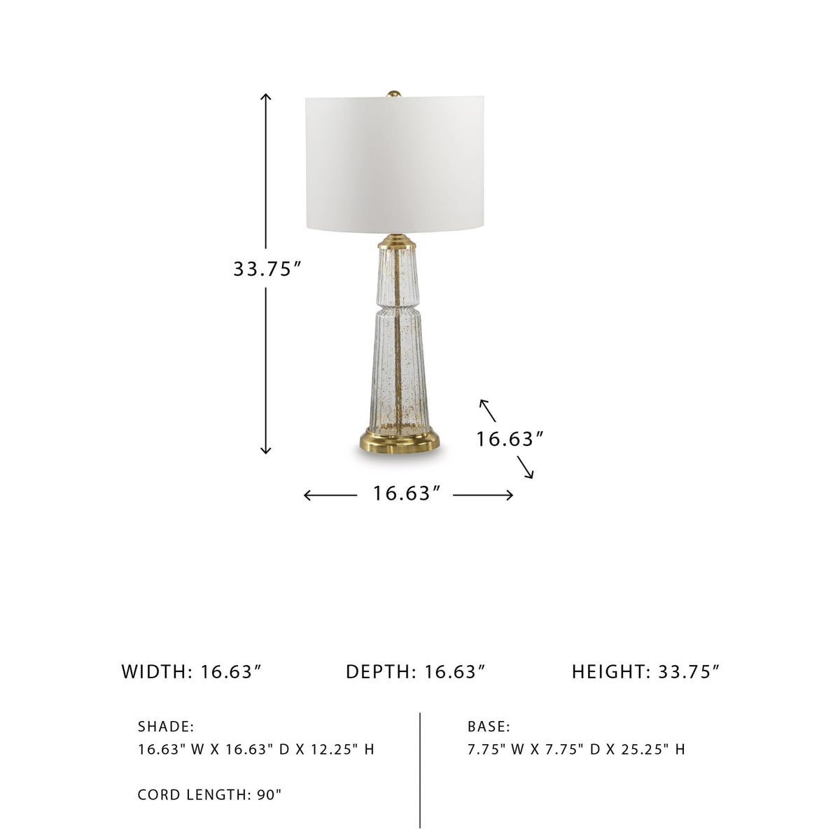 Bakersboro Tall Glass Table Lamp (Clear/Gold Finish / Table Lamp)