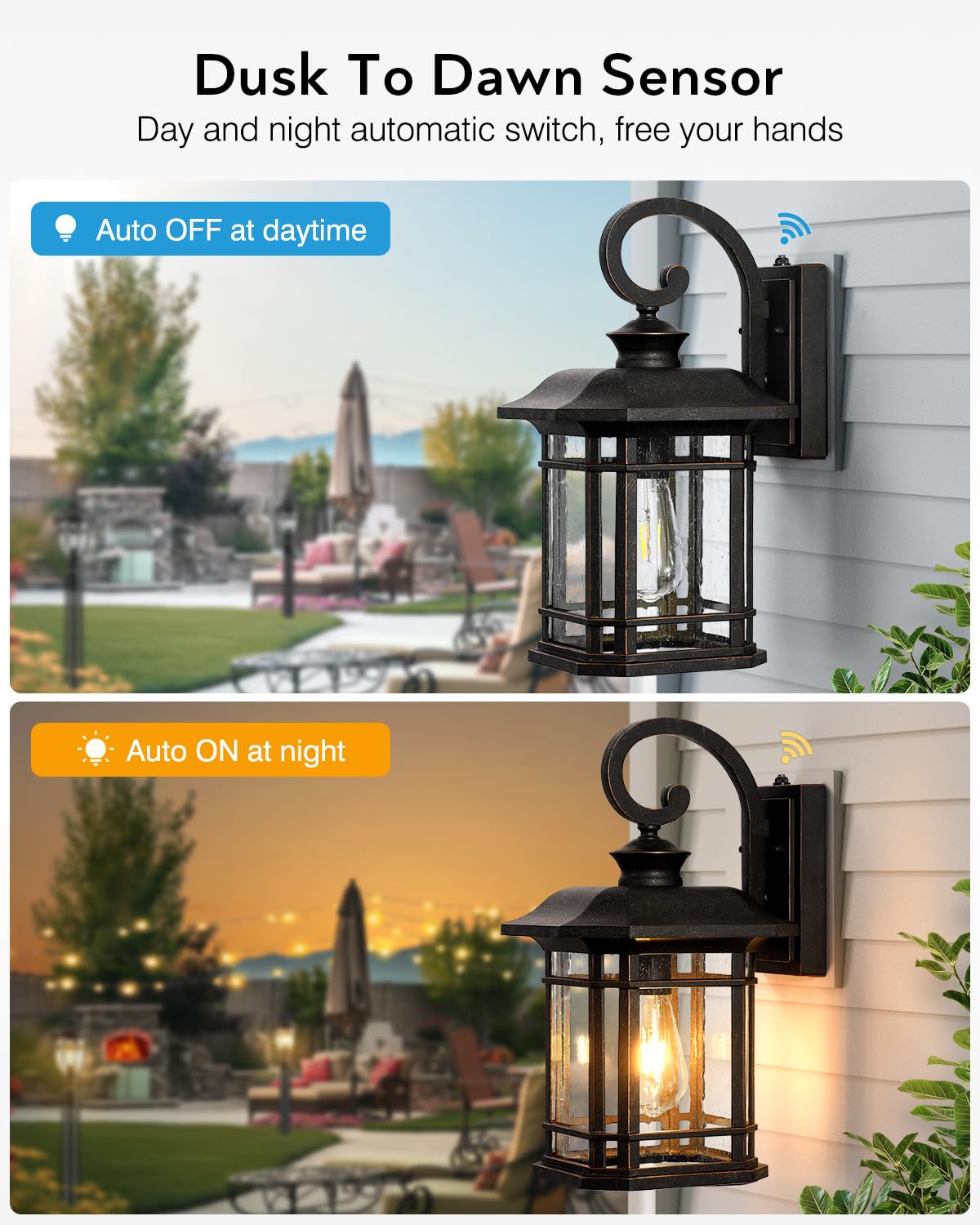 16.7" Large Bronze Porch Lights (Oil-Rubbed Bronze / 16.7 in Large Dusk to Dawn 1 Pack)