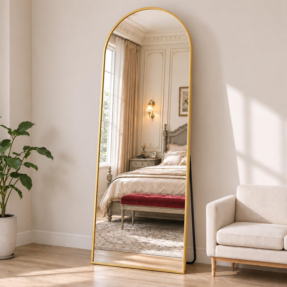 56"x21" Arched Full Length Floor Mirror (Gold-arched / 56"L x 21"W)