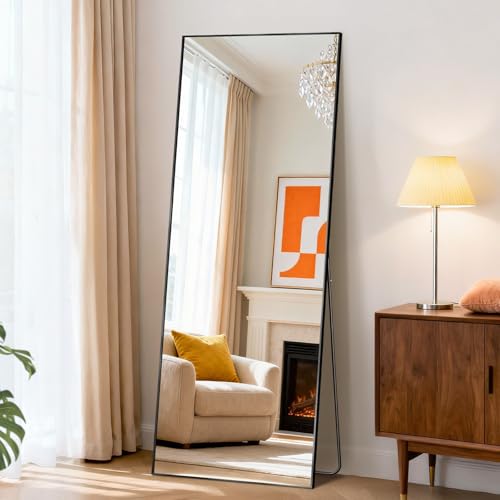 Full Length Floor Mirror 56"x15" (Black-rect / 56"L x 15"W)