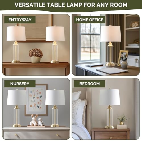 Table Lamp for Bedroom Set of 2 (Gold / 13"Dia x 26"H(2))