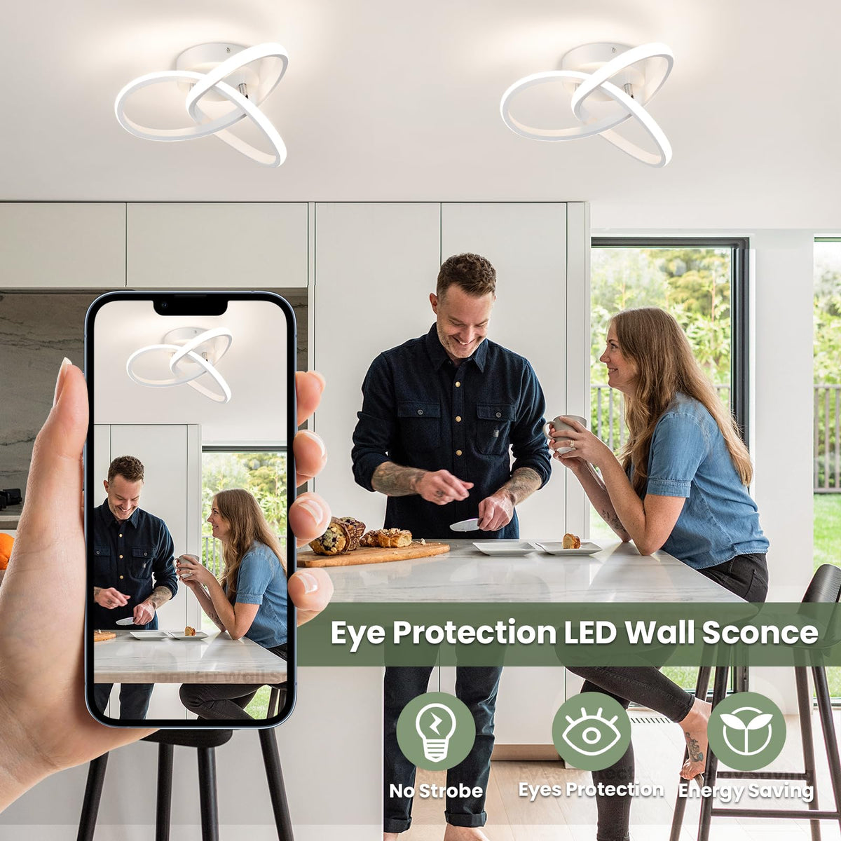 Modern Led Ceiling Light Fixtures (White, 4500K)