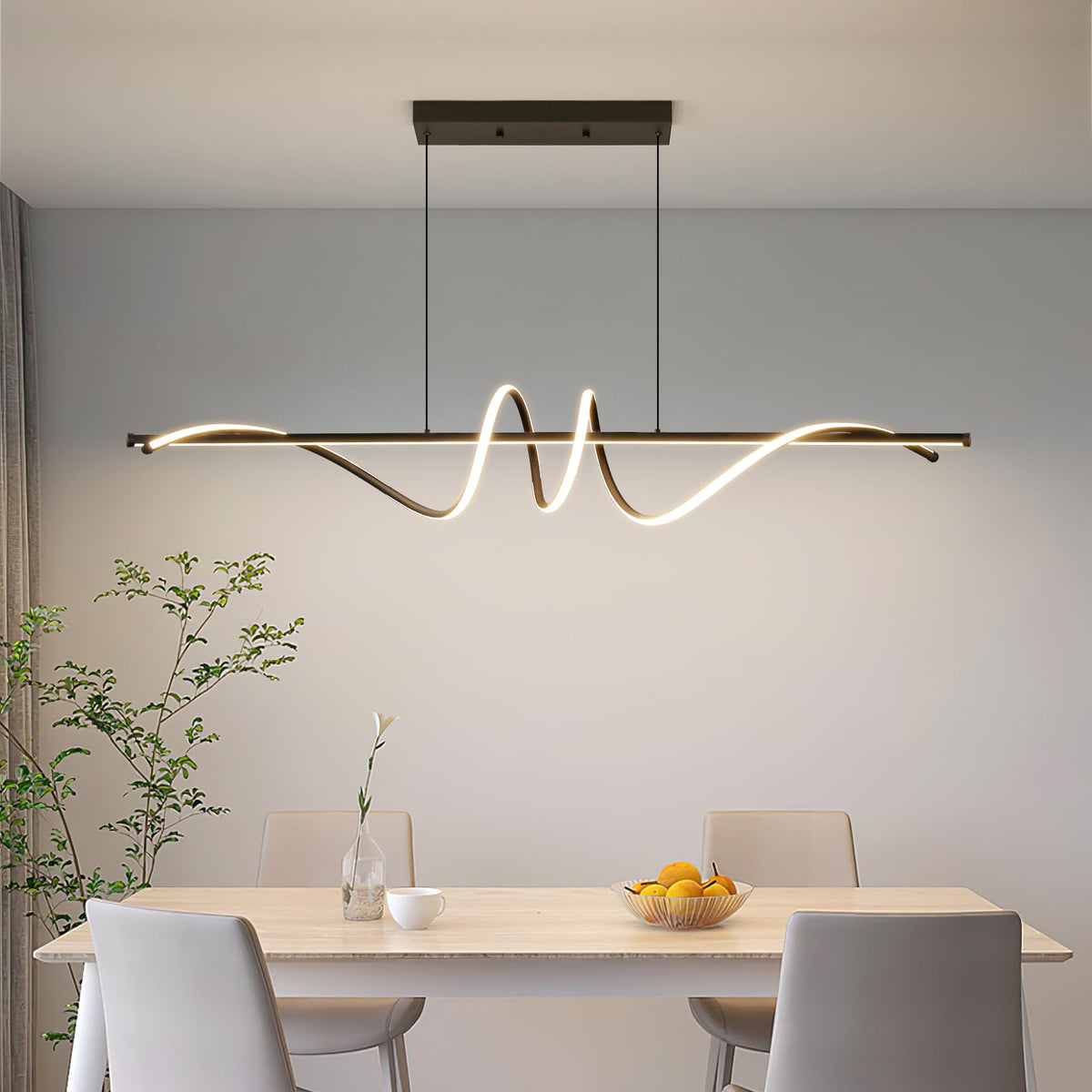 Modern LED Chandelier Light (A-Black / 39in)