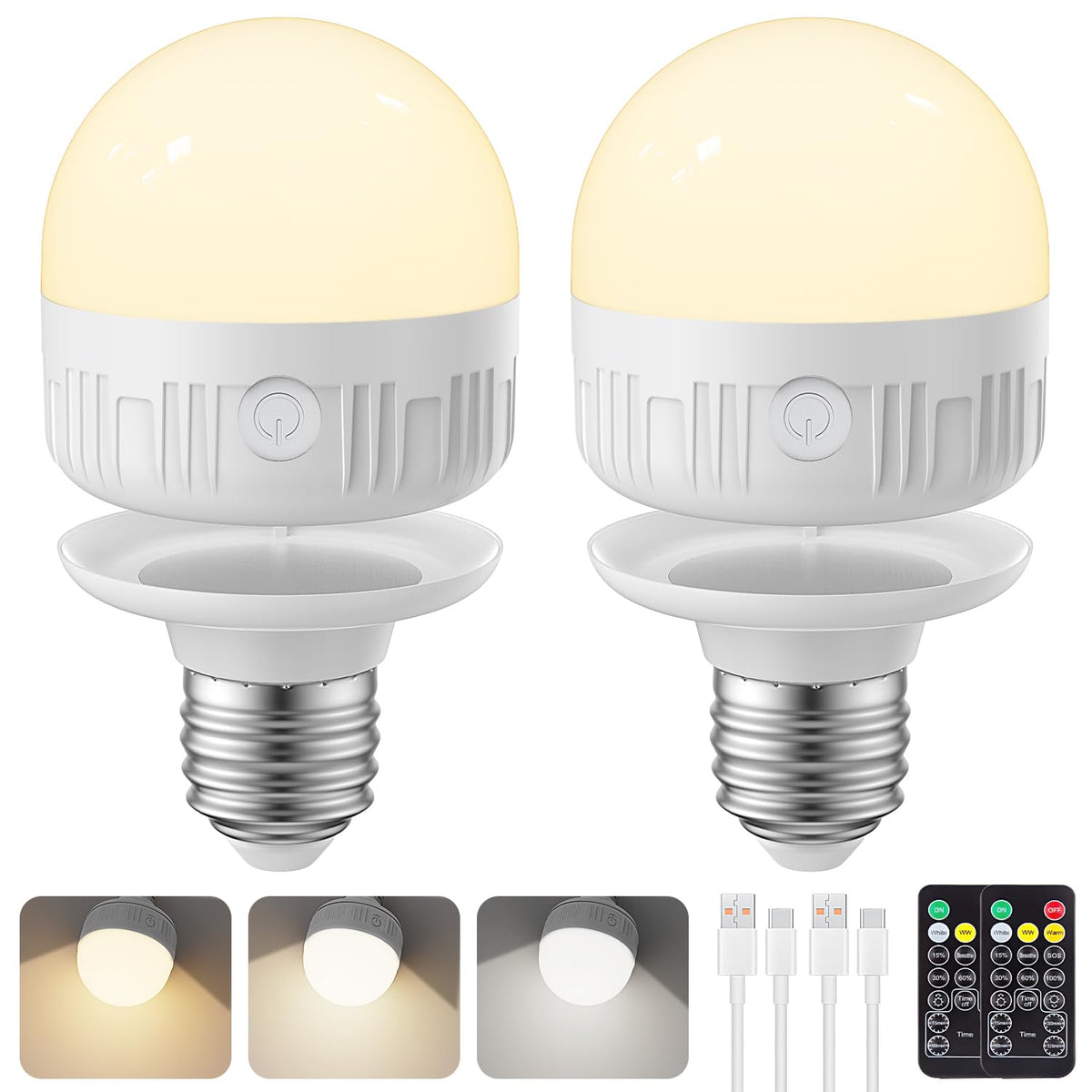 Rechargeable Light Bulbs with Remote and Timer
