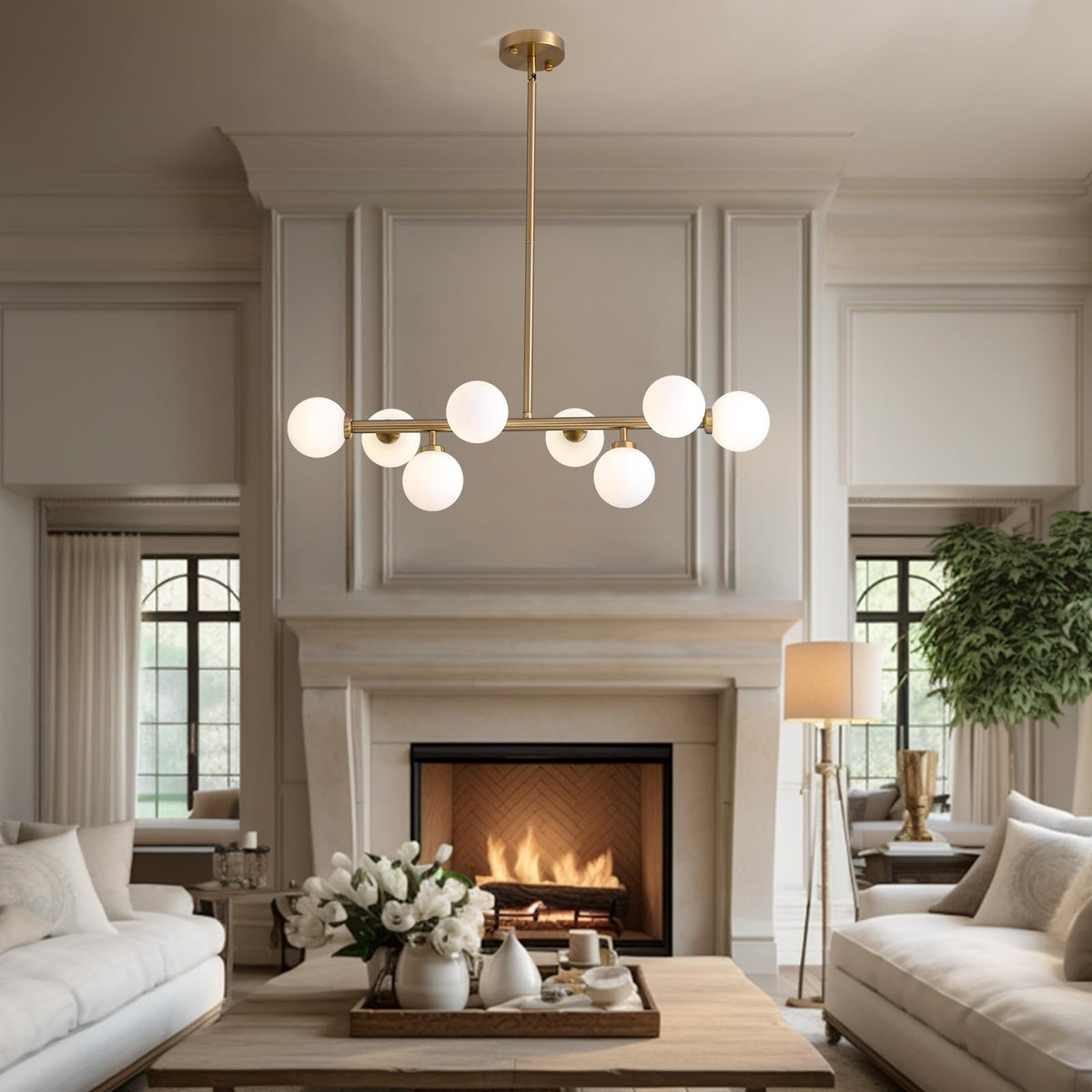 L31.4 Inch Modern Linear Chandelier (Gold / L31.4" x W10.6" (8 Lights))