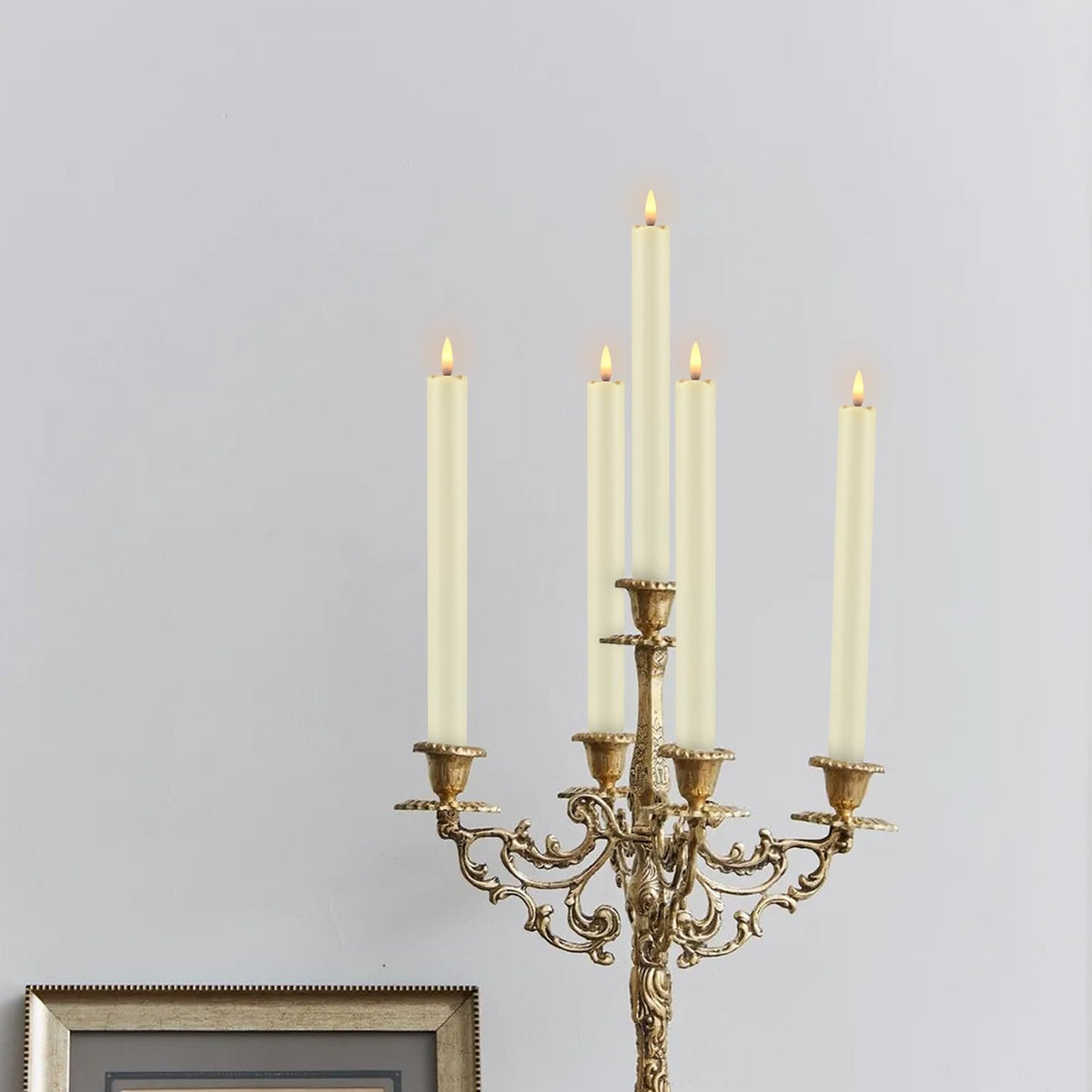 LED Flameless Taper Candles with Timer - 24 Pack, Ivory