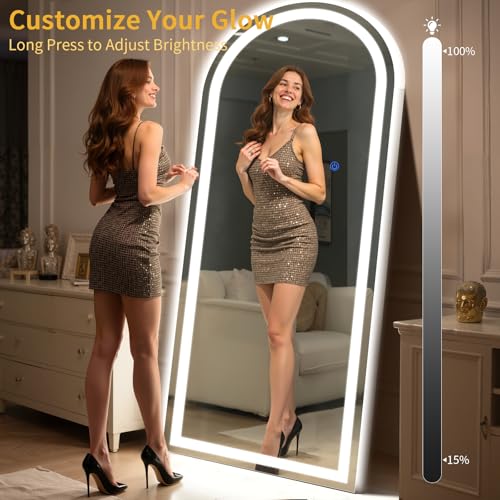 Arch Full Length Standing Mirror with LED Lights (Arched / 76"L x 34"W)