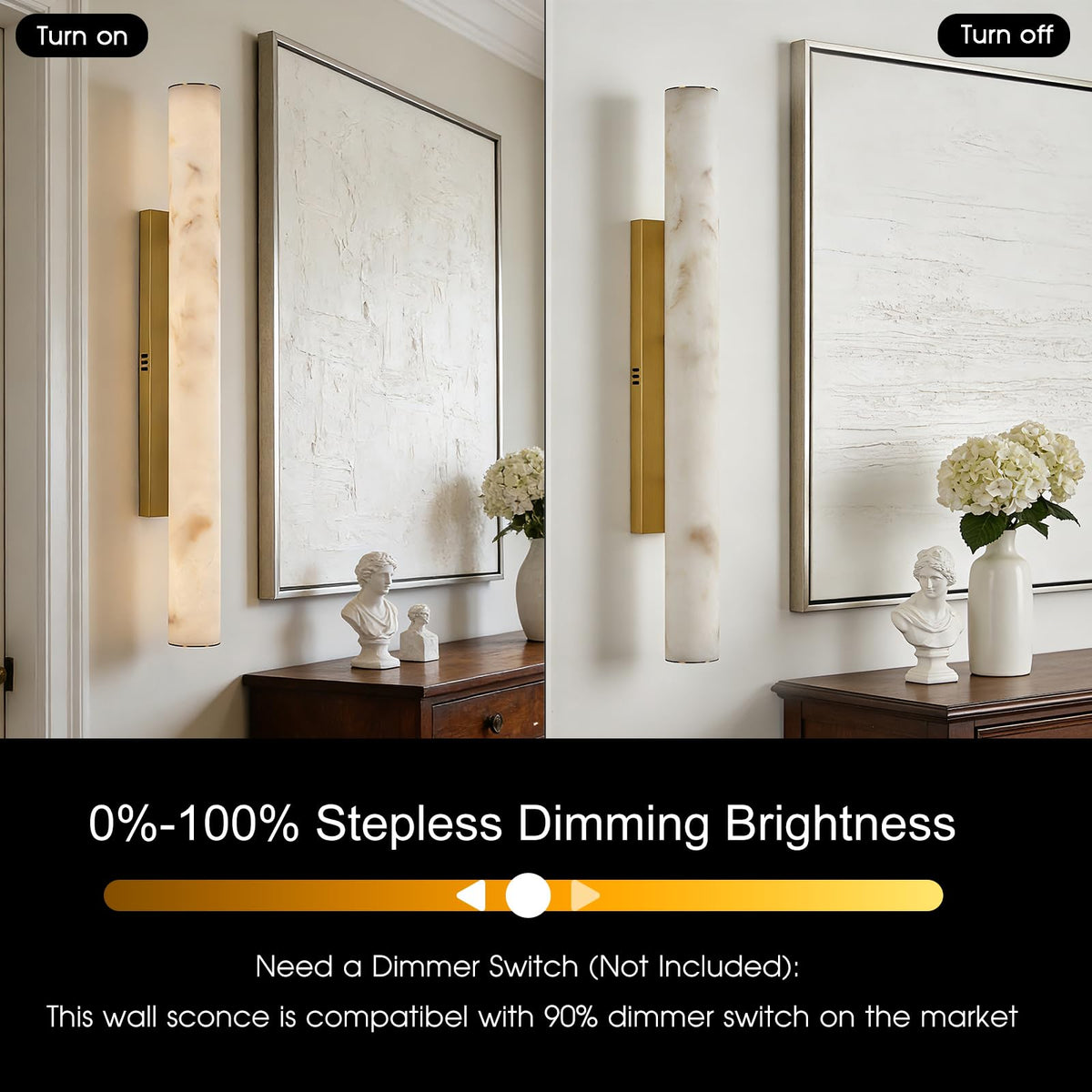 Artisan Alabaster Wall Sconces Set of 2 (Gold-36in-2Pcs)