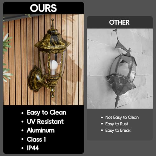 Outdoor Front Porch Light with Bulb (Gold / Non Sensor-Aluminum)