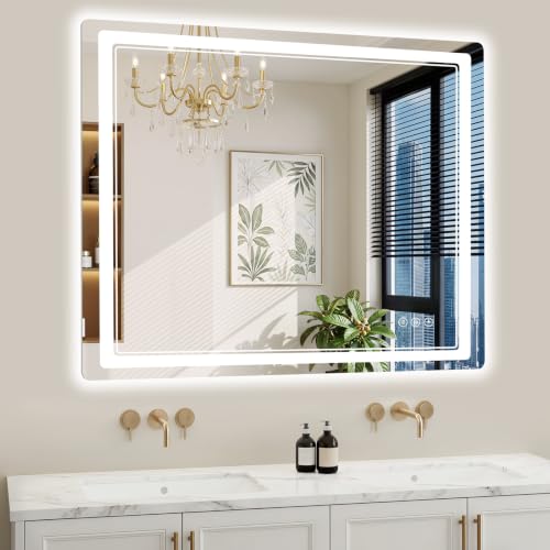 36"x40" LED Bathroom Mirror with Lights (40"L x 36"W)