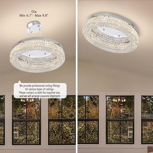 24" Crystal Chandeliers (Silver / Dia 24inch)