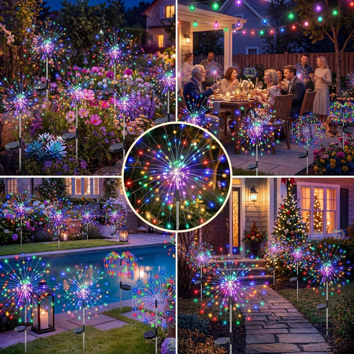 Solar Garden Lights Outdoor 4Pack (Multicolor / 4 Pack)