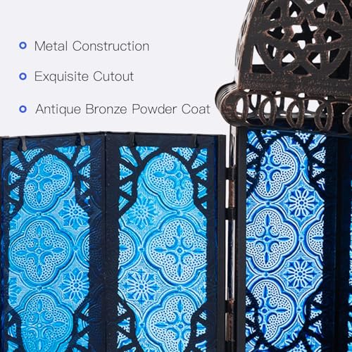 Christmas Lanterns Decorations Indoor & Outdoor (Medium / Blue - 11''h)