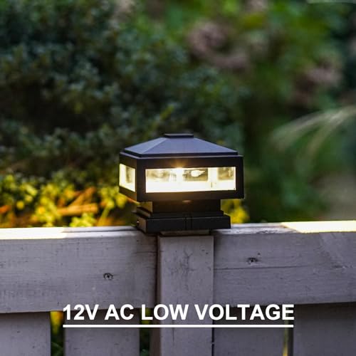 Landscape Lighting Low Voltage Post Cap Lights Outdoor Lights 3W LED 150 Lumen 3000K with Cable Connectors 2 Bases for 6X6