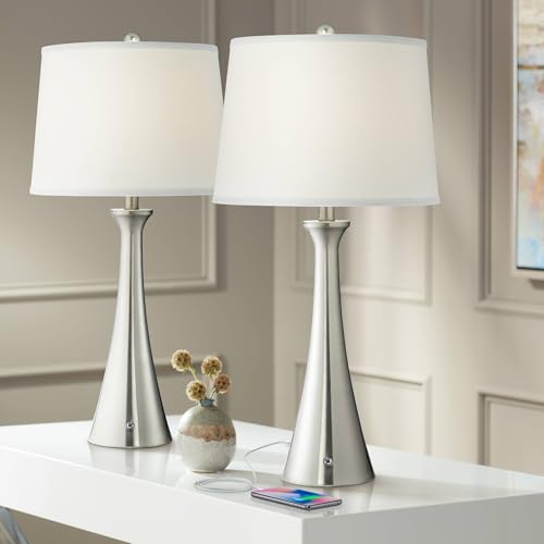 Karl 27 1 2" Tall Table Lamp USB Set of 2 Full Range Dimmers Brushed Nickel