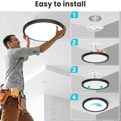 16Inch Flush Mount LED Ceiling Light Fixture (Oil-Rubbed Bronze / 16in-2Pack)