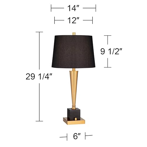 Wayne 29 1 4" Tall Table Lamp USB Brass Marble Ports Luxury Modern