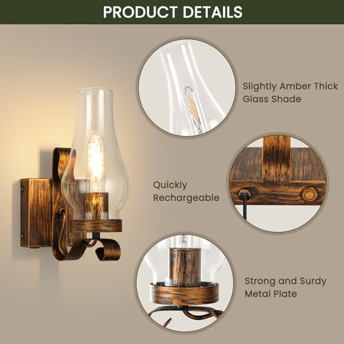 Battery Operated Wall Sconces (Retro Gold / Battery Operated)