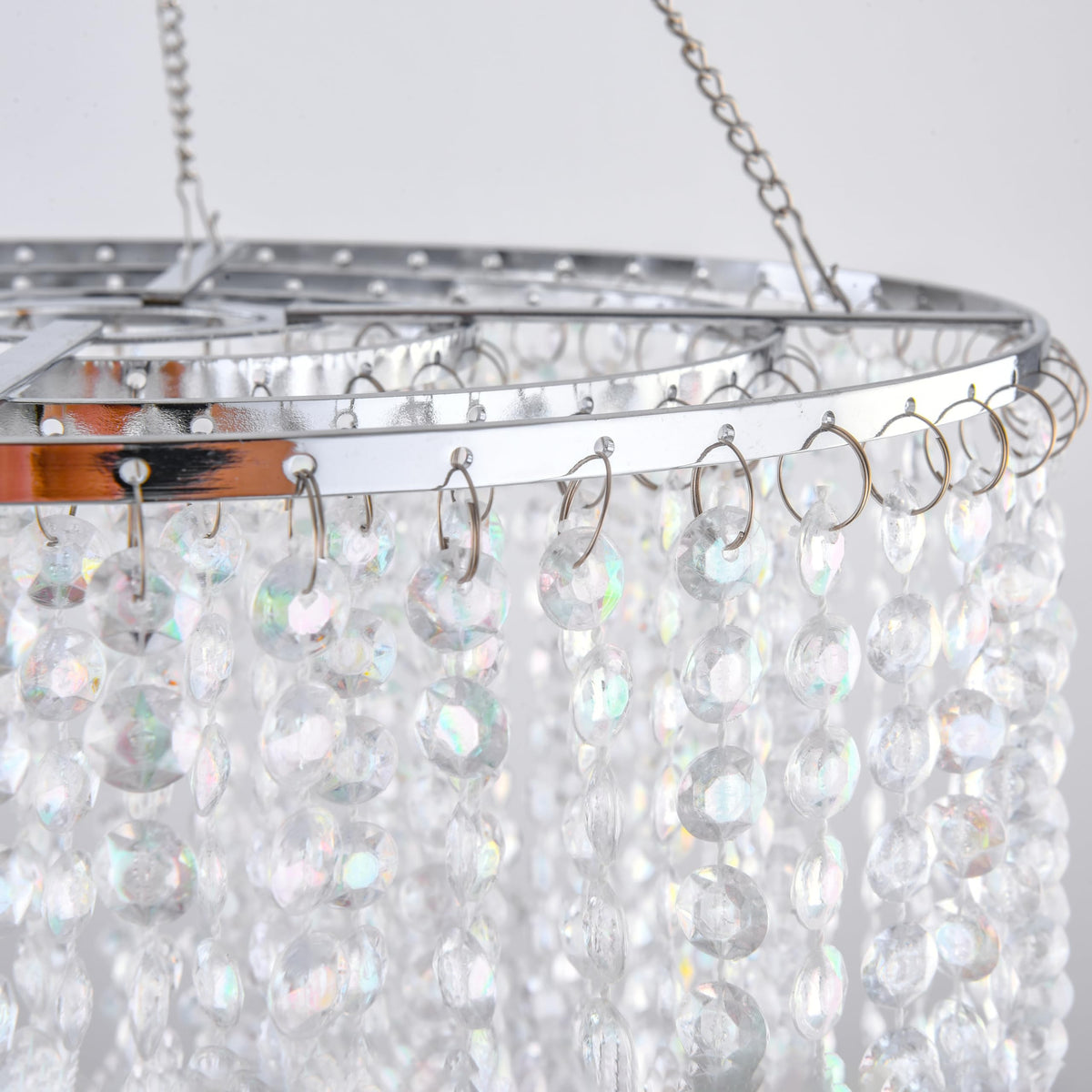 3 Tiers Modern Sparkling Acrylic Beaded Hanging Chandelier Shade (Clear-2 / Shade)