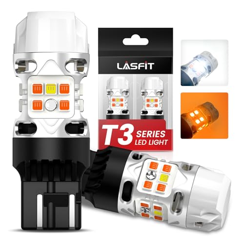 T3 7443 Switchback LED Bulb 7444NA Front Turn Signal CANBUS Error Free White Amber NEW 500% Brighter 7444NA W21W DRL Parking Light Built In Resistor Anti Hyper Flash (Amber/White / 7443)