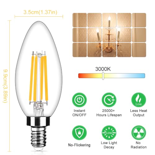 E12 LED Candelabra Bulbs (Warm White Light / 24 Count (Pack of 1))