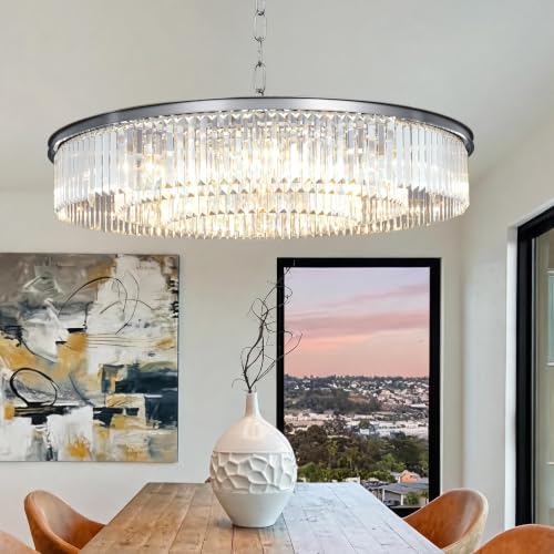 Chrome Crystal Chandeliers Large Modern Contemporary Ceiling Lights Fixtures Pendant Lighting for Dining Living Room Chandelier D43 (D43" / Polished Chrome)
