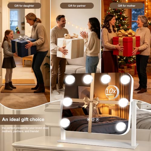 Vanity Mirror with Lights (White / 14"L x 12"W)