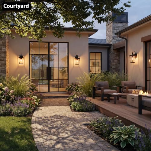 Outdoor Wall Lights Fixtures Lantern Frame 16 1 (Black-16.1in 1PCS / Non Dusk to Dawn)