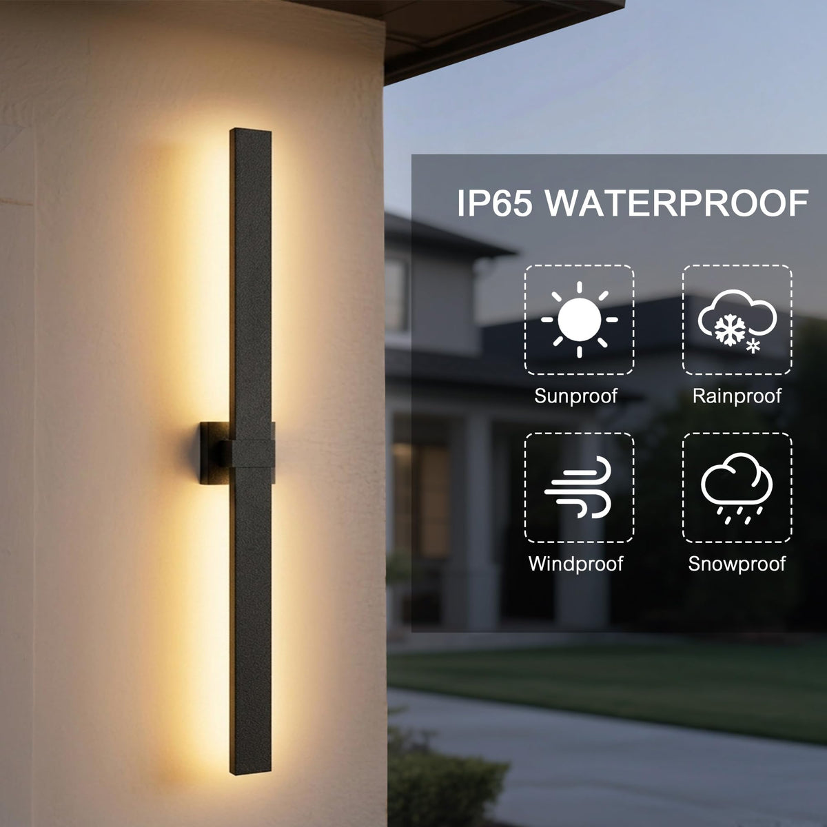 Aluminum 47 in Long Outdoor Wall Light Fixture (Matte Black / 47 Inch)