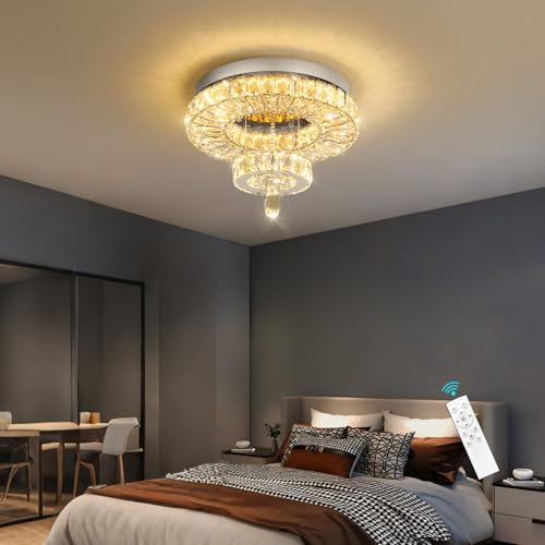 Modern Chandelier Bedroom Light Indoor LED Dimmable Lights Ceiling Chandeliers for Dining Room Kitchen Entryway Silver 20W LEDs Fixtures 1600 Lumens (Silver / W12")