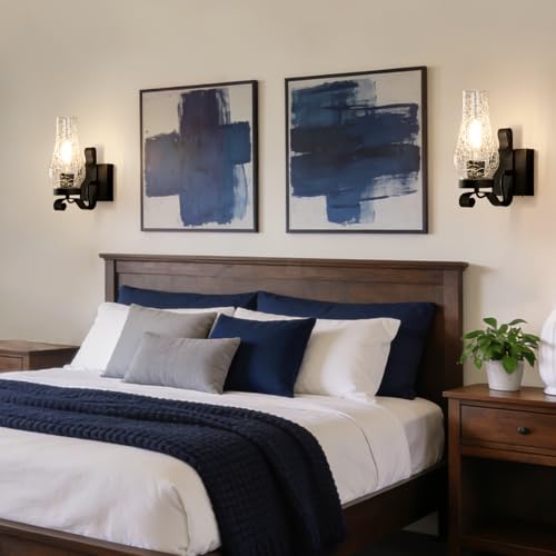 Battery Operated Wall Sconces (Ice Crackle Black / Battery Operated)