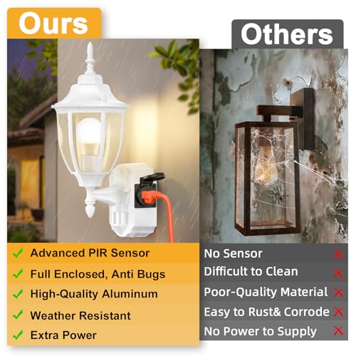Porch Lights with Outlet (White / 1 Pack)