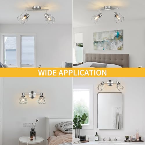 Industrial Track Lighting Kit (Brushed Nickel / 2-Light-Cage)